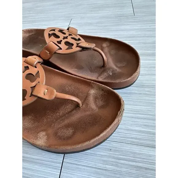 Tory Burch Brown Leather Thong Sandals Slip On Women's 8.5 - Picture 6 of 8